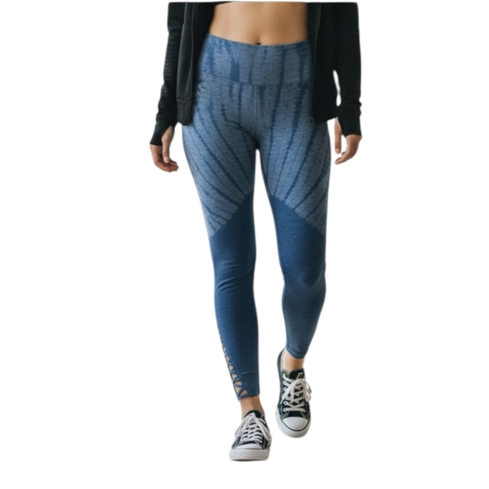 Chaser Sunrise Blue & Gray Leggings with Cut Outs on Lower Legs